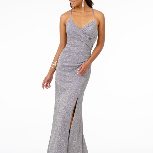 Sheath Glittered Leg Slit Evening Dress GSGL1831 - Picture 1 of 5